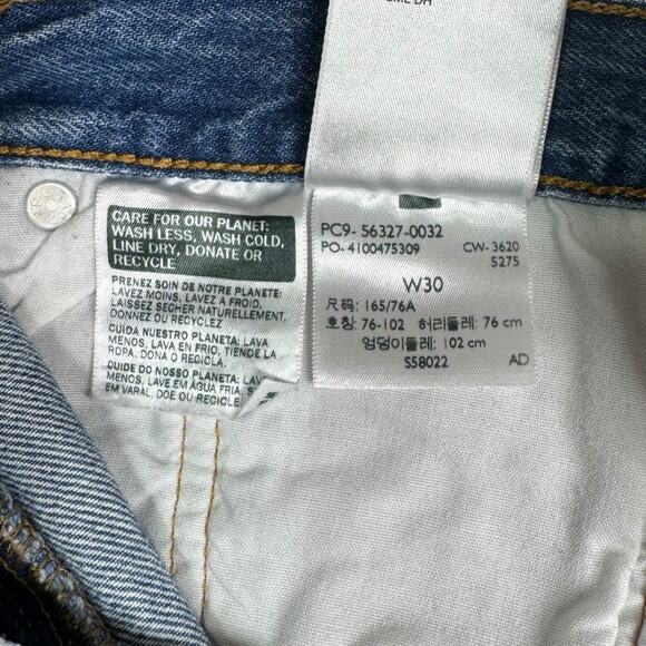 Levi's 501 High Rise Denim Shorts 30 Cut Offs Medium Blue Wash Jean Distressed - Picture 7 of 7